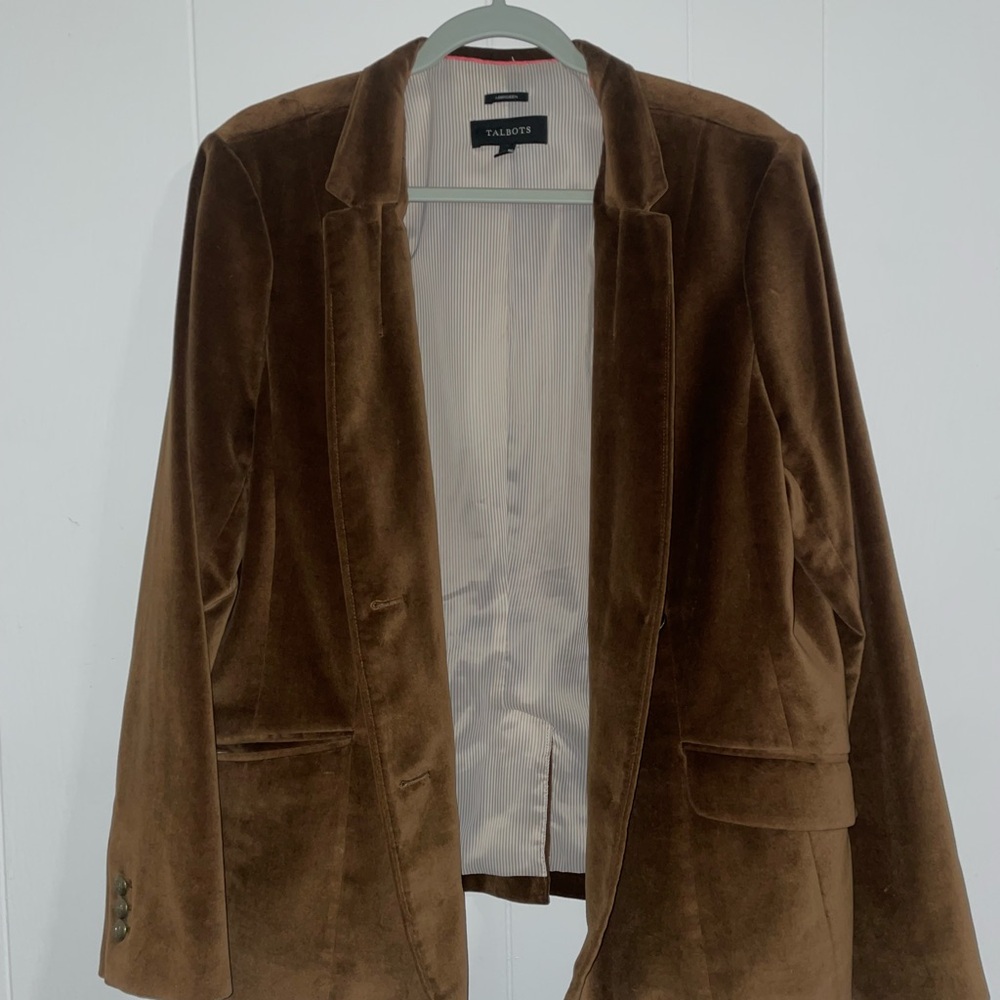 Talbots Brown Velvet Blazer Modern Relaxed Fit